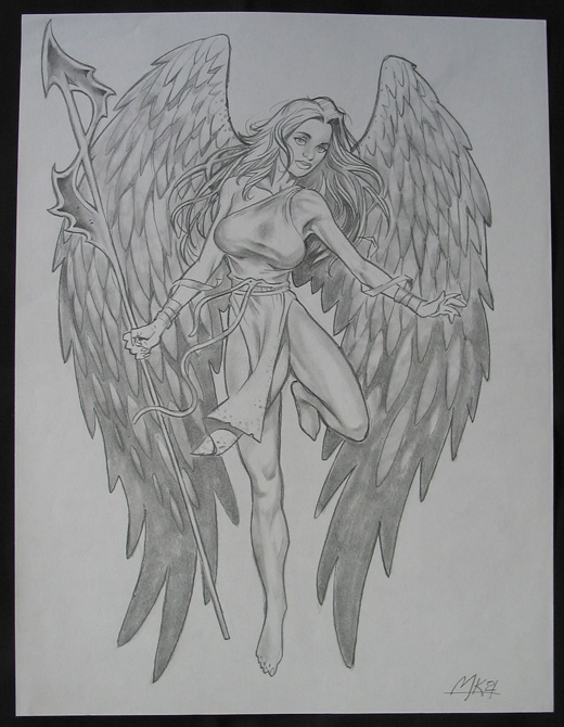 Original pencil drawing of Angel by Mark Kuettner Beautiful piece of art